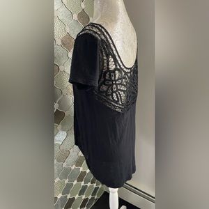 Express Battenburg Lace Back Top  Black XS